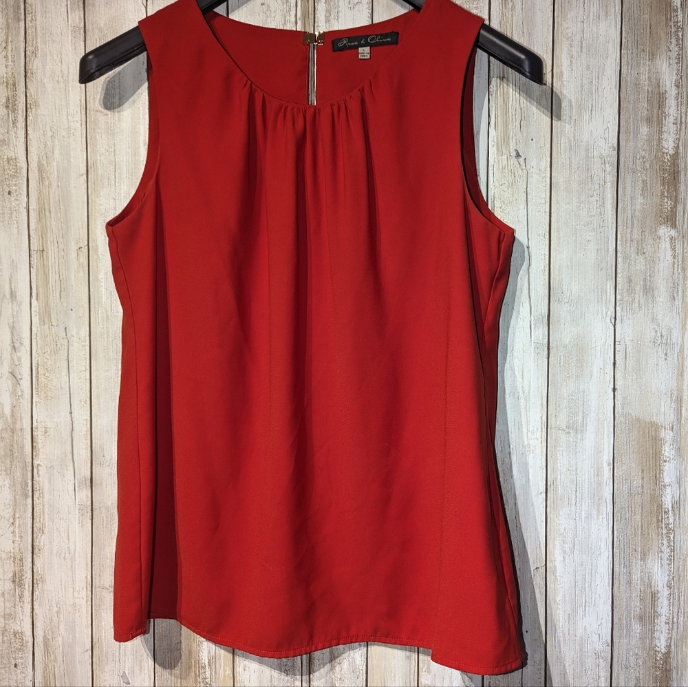 Rose& Olive Red sleeveless top size large